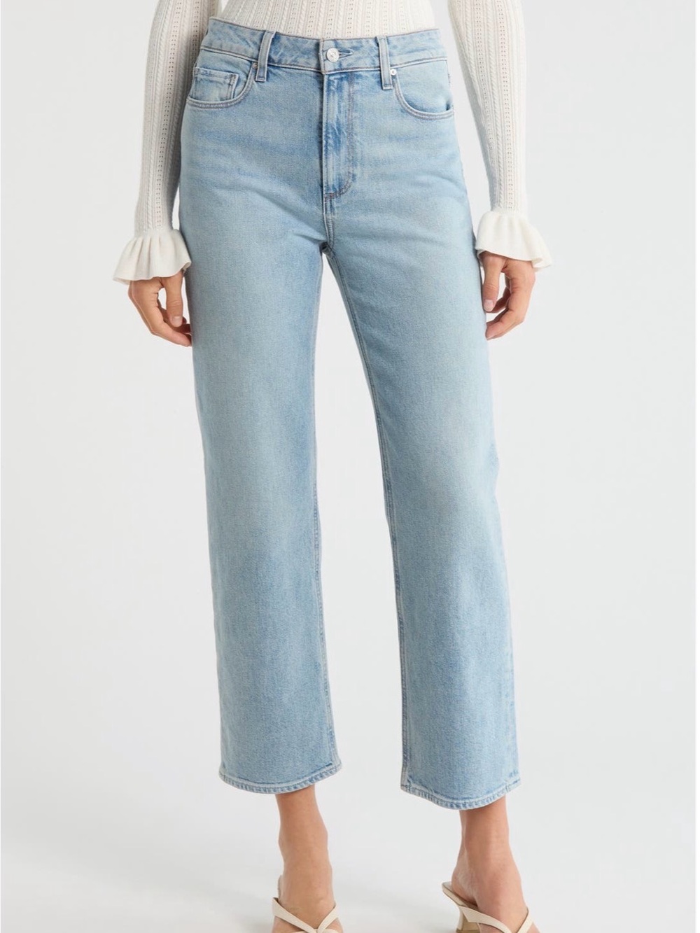 PAIGE Stevie High Waist Ankle Light Straight Leg Jeans